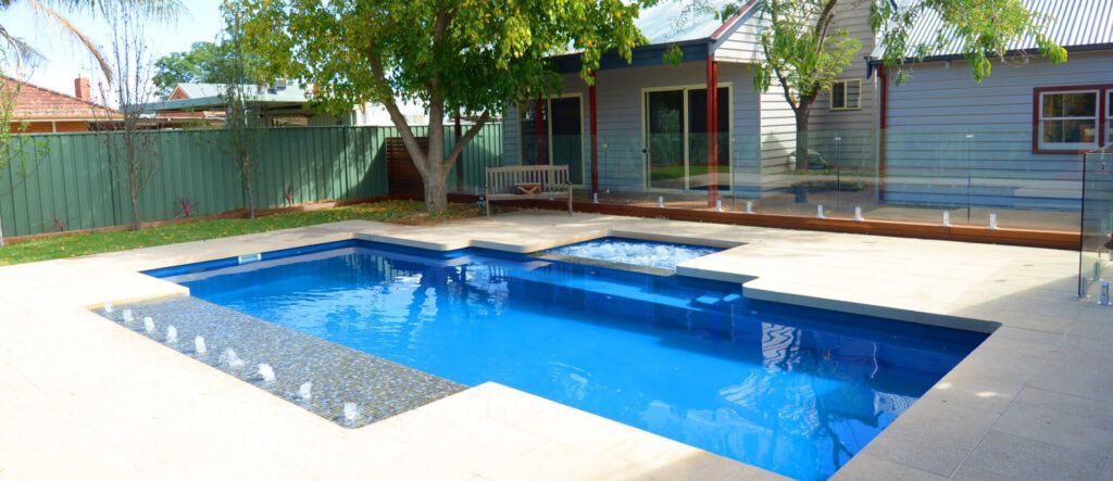 016 Compass Pools Australia Vogue Family Swimming Pool Sunpod Water Feature And A Spa Attached