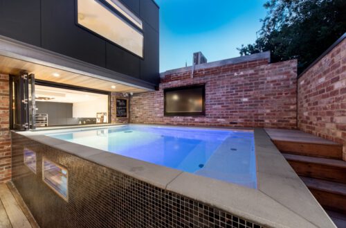 Compass Pools Australia Above Ground Saltwater Plunge 5.2 Fibreglass Pool With Windows Richmond Vic 05